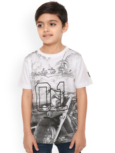 

BodyGlove Boys White & Grey Printed Round Neck T-shirt