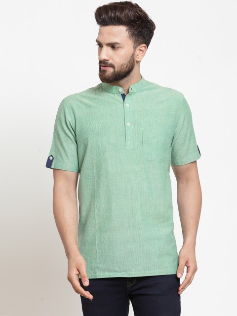 

NEUDIS Men Green Solid Straight Kurta