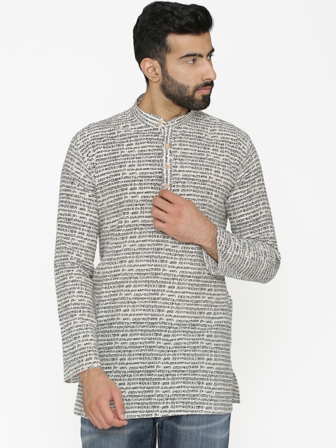 

Wintage Men White Printed Straight Kurta