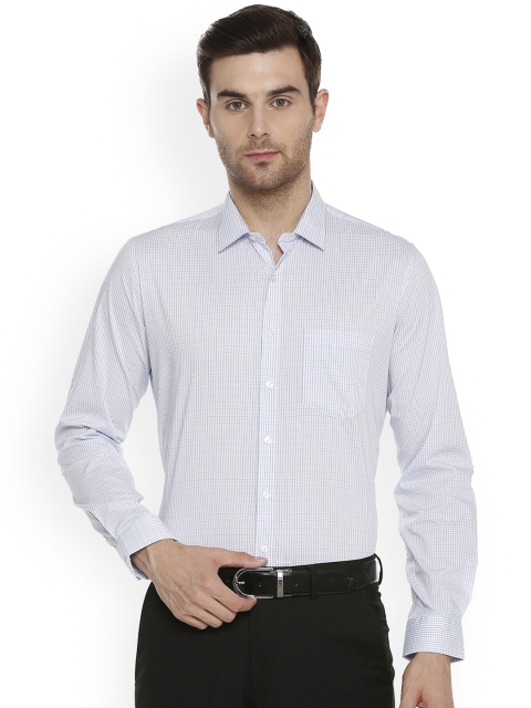 

Van Heusen Men White & Blue Slim Fit Checked Formal Shirt