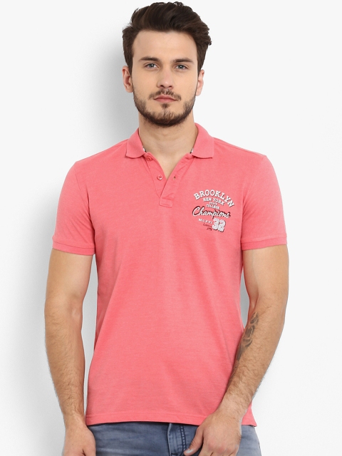 

Mufti Men Pink Solid Polo Collar T-shirt