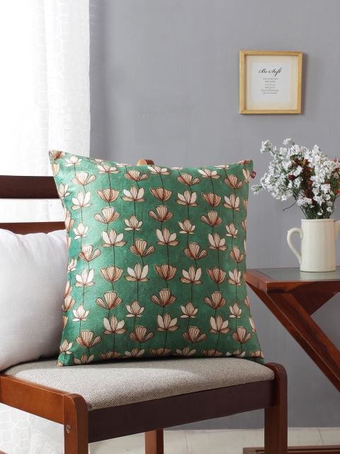 

India Circus by Krsnaa Mehta Green Single Floral Square Cushion Cover