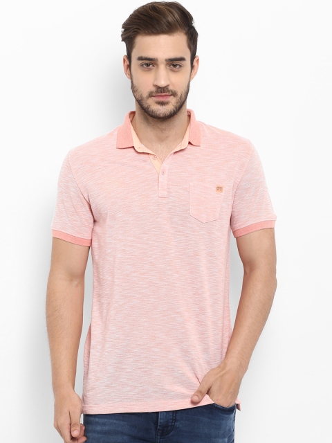 

Mufti Men Peach-Coloured Solid Polo Collar T-shirt