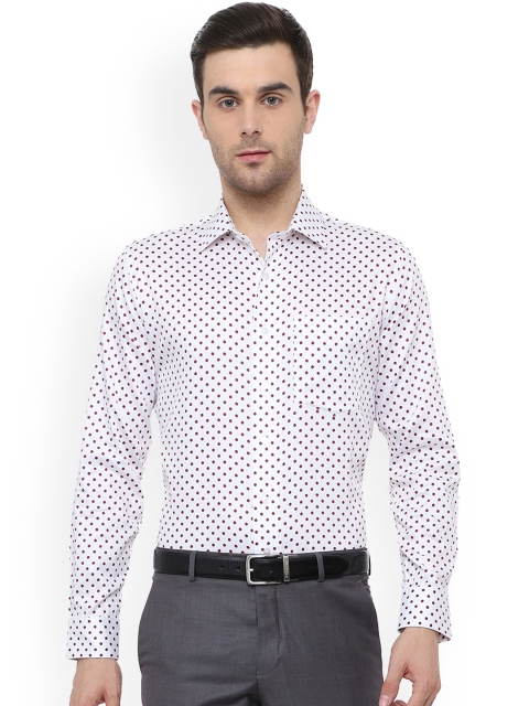 Van Heusen Men White Slim Fit Printed Formal Shirt