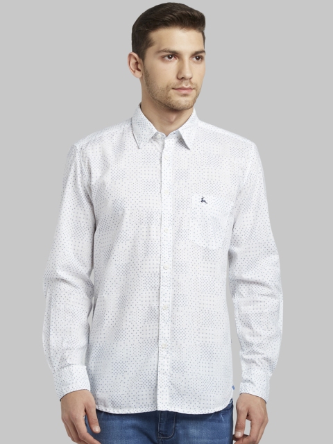 

Parx Men White & Blue Slim Fit Printed Casual Shirt