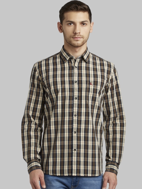 

Parx Men Brown Slim Fit Checked Casual Shirt