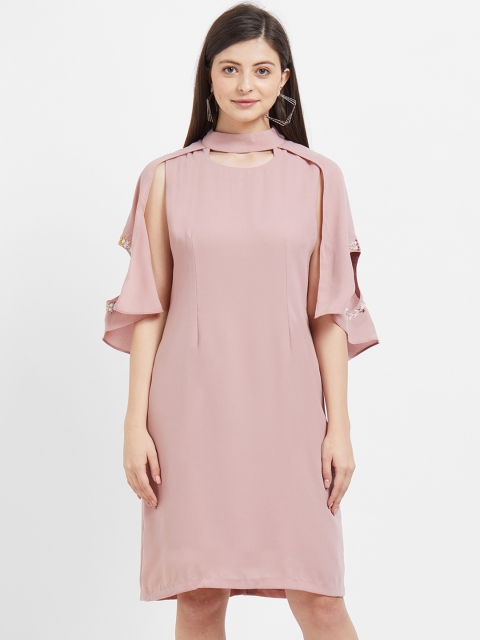 

Soie Women Pink Solid Sheath Dress
