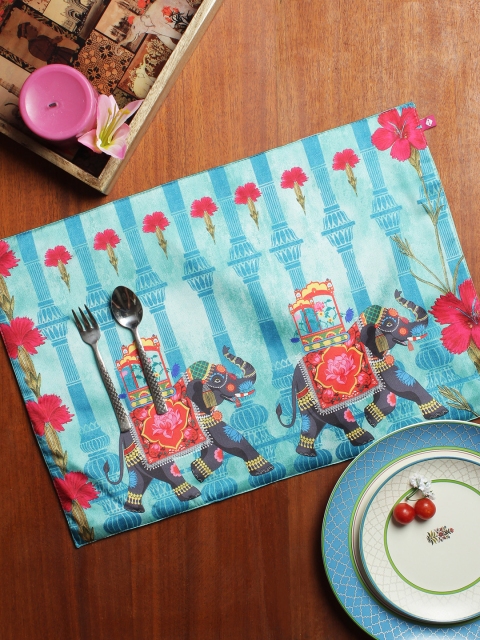 

India Circus by Krsnaa Mehta Set of 6 85 GSM Table Placemats, Blue