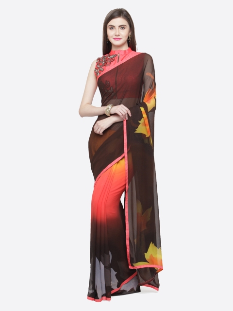 

Shaily Brown & Pink Pure Georgette Printed Saree