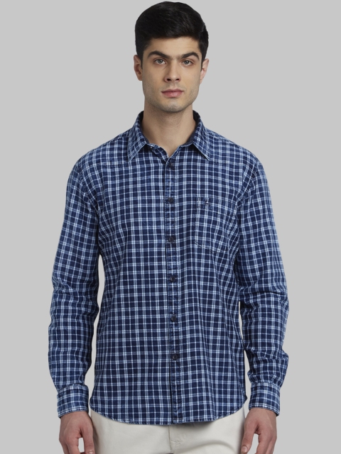 

Parx Men Blue Slim Fit Checked Casual Shirt