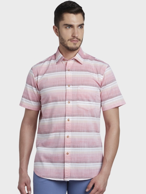 

ColorPlus Men Red & White Tailored Fit Striped Casual Shirt