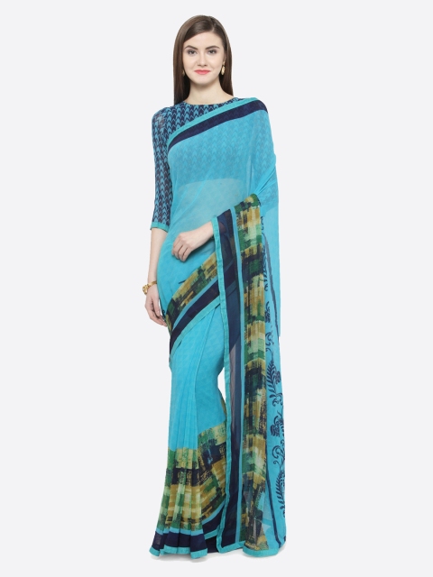 

Shaily Blue Printed Pure Georgette Saree