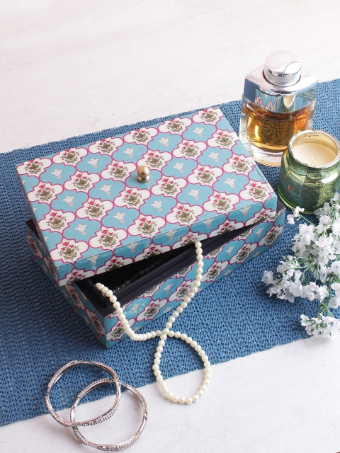 India Circus by Krsnaa Mehta Turquoise Blue & Green Wooden Storage Box