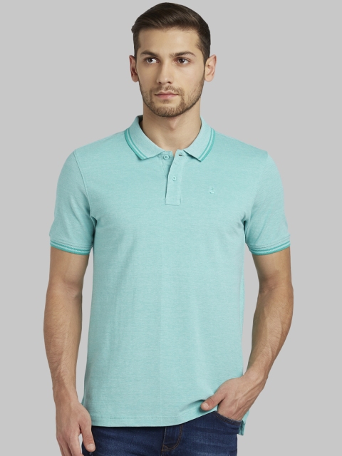 

Parx Men Sea Green Solid Polo Collar T-shirt