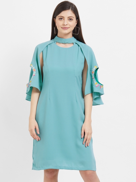 

Soie Women Blue Printed Sheath Dress