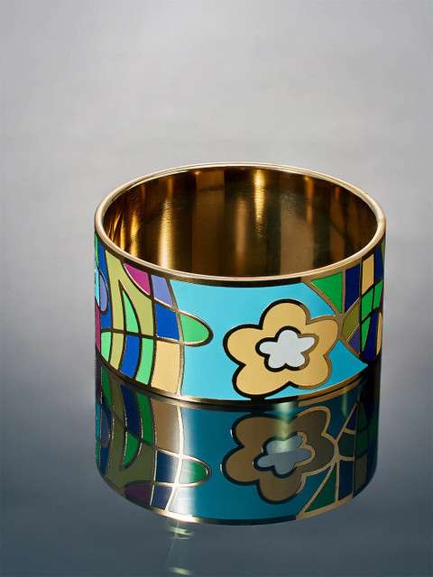 

shaze Women Multicoloured Enamelled Bangle, Gold