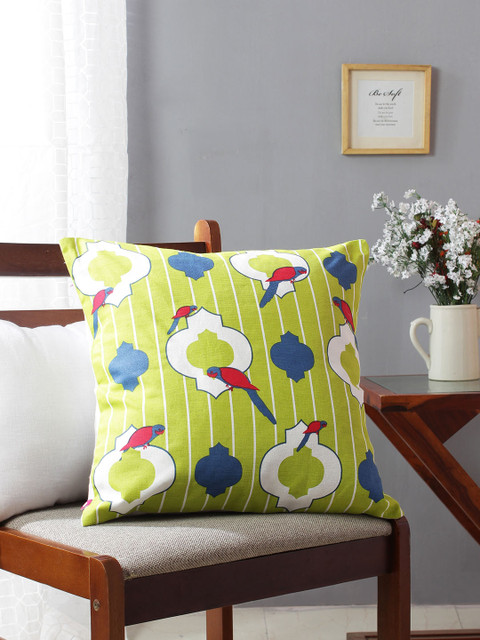

India Circus by Krsnaa Mehta Lime Green Single Quirky Square Cushion Cover