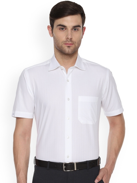 Louis Philippe Men White Classic Regular Fit Self Design Formal Shirt