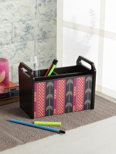 

India Circus by Krsnaa Mehta Coffee Brown & Pink MDF Desk Organiser
