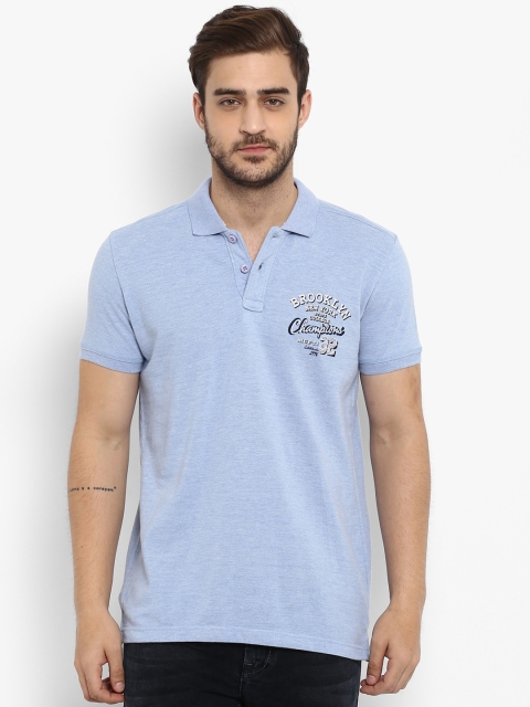 

Mufti Men Blue Solid Polo Collar T-shirt