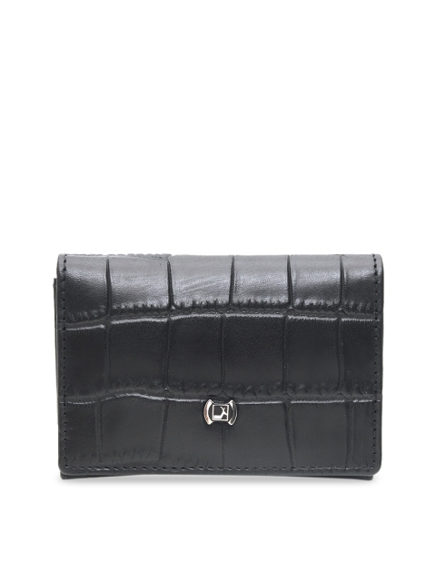 

Da Milano Men Black Checked Leather Two Fold Wallet