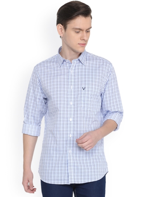 

Allen Solly Men White & Blue Slim Fit Checked Casual Shirt