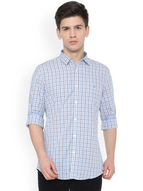 

Van Heusen Sport Men White & Blue Slim Fit Checked Casual Shirt