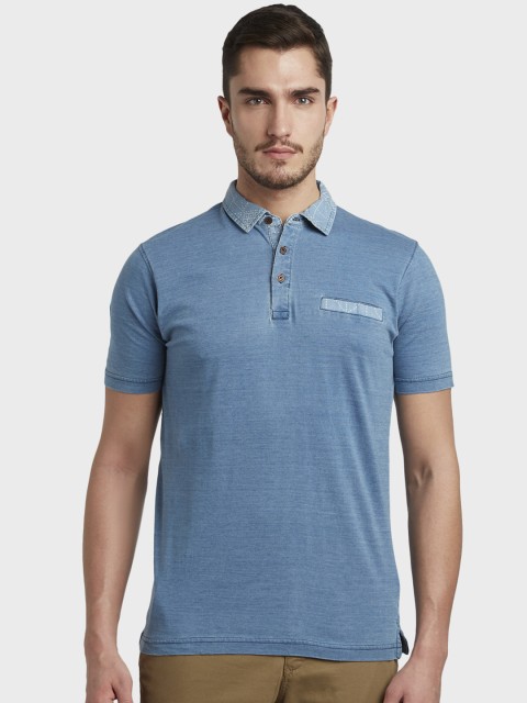 

ColorPlus Men Blue Solid Polo Collar T-shirt