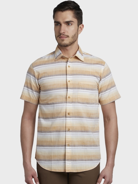 

ColorPlus Men Yellow & Beige Tailored Fit Striped Casual Shirt