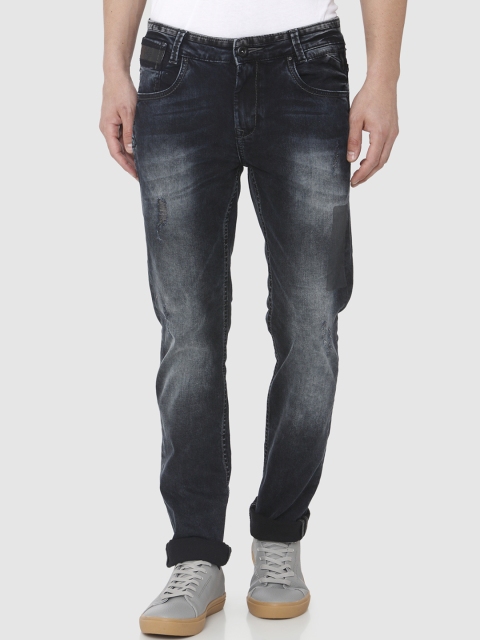 

Mufti Men Blue Slim Fit Mid-Rise Low Distress Stretchable Jeans