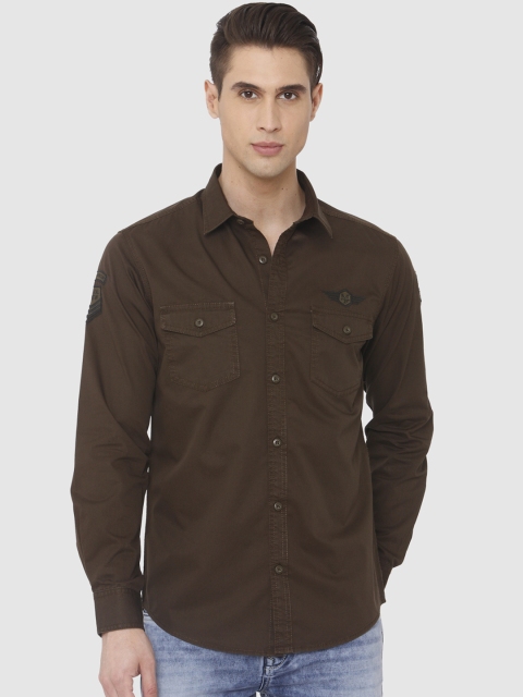 

Mufti Men Brown Slim Fit Solid Casual Shirt