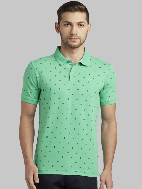 

Parx Men Green Printed Polo Collar T-shirt