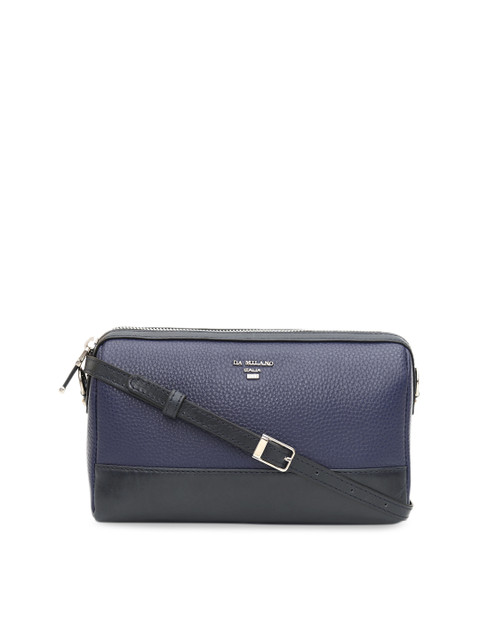 

Da Milano Blue Colourblocked Leather Sling Bag