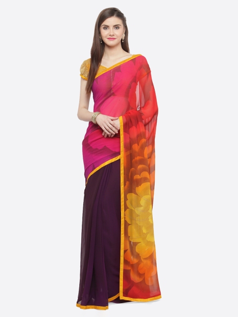 

Shaily Purple & Pink Pure Georgette Printed Saree