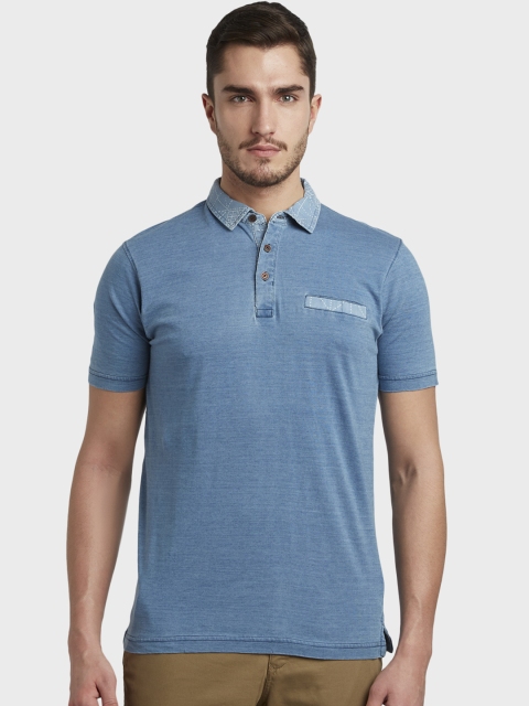 

ColorPlus Men Blue Solid Polo Collar T-shirt