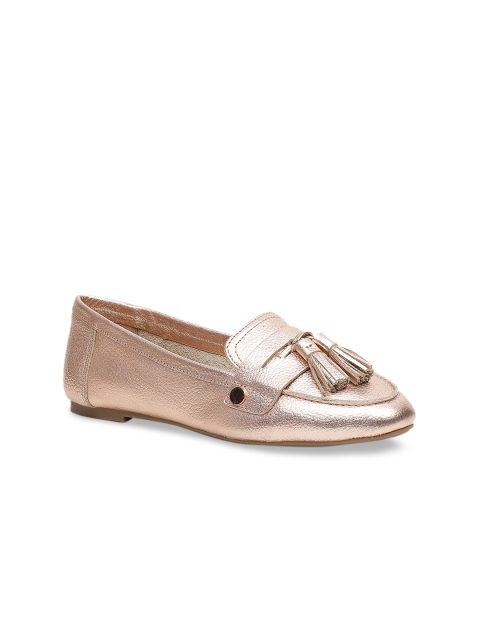 

ALDO Women Gunmetal-Toned Leather Loafers, Metallic