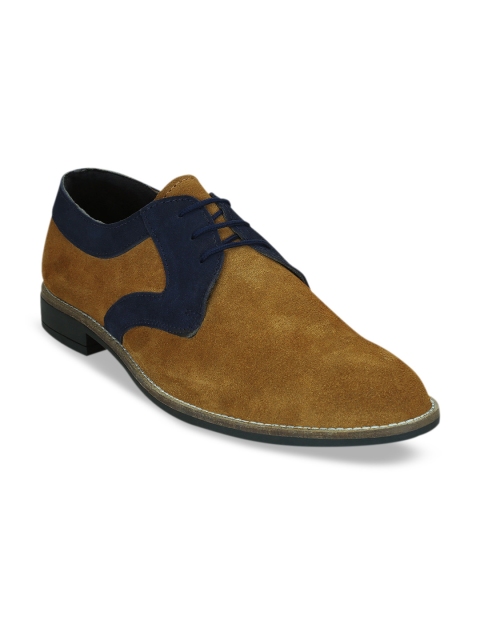 

Kielz Men Tan Brown & Navy Blue Colourblocked Suede Derbys