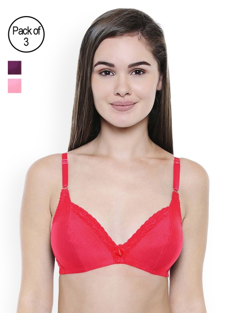 

Bodycare Pack of 3 Solid Non-Wired Non Padded Everyday Bra E1526PIREWI, Multi