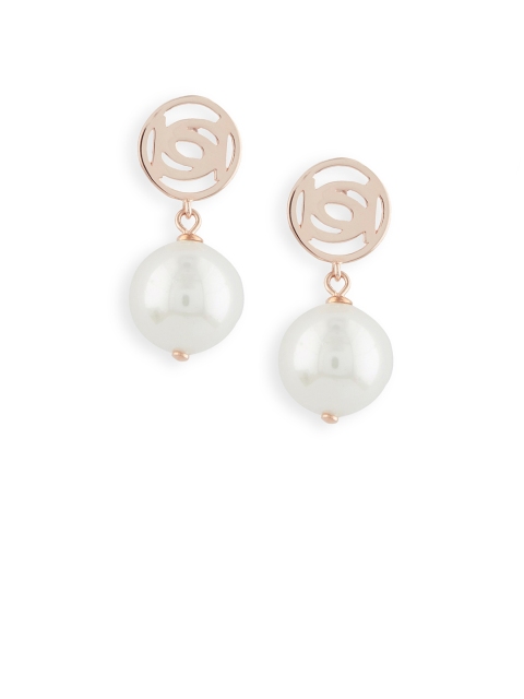 

bebe Off-White & Rose Gold Circular Drop Earrings