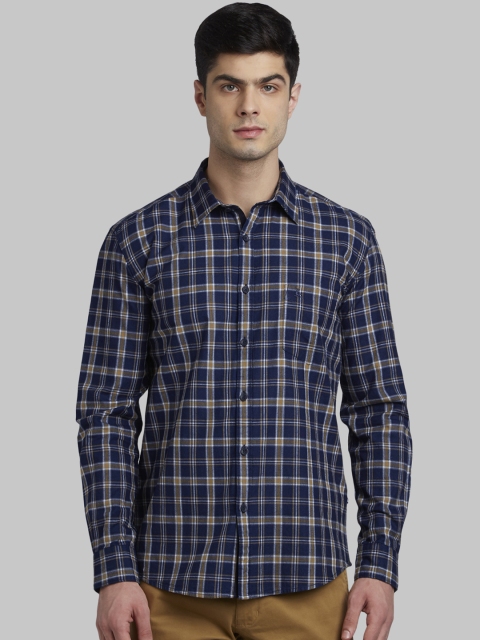 

Parx Men Blue Slim Fit Checked Casual Shirt