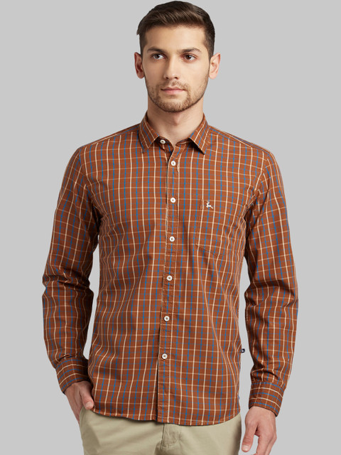 

Parx Men Brown Slim Fit Checked Casual Shirt