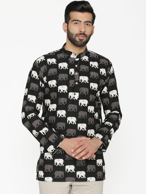 

Wintage Men Black Printed Straight Kurta