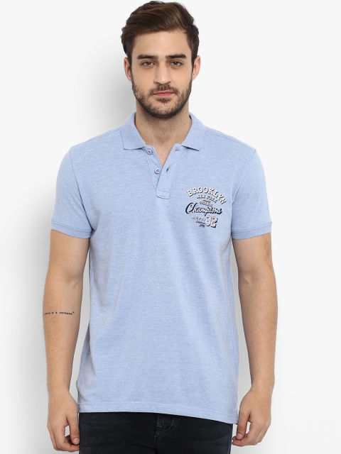 

Mufti Men Blue Solid Polo Collar Slim Fit T-shirt