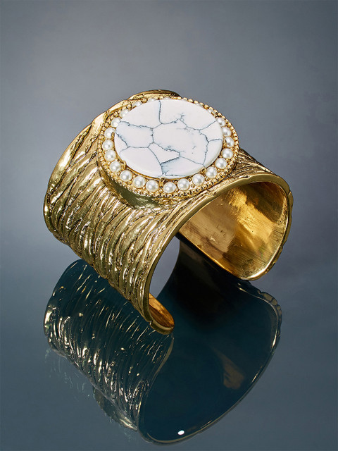 

shaze Gold-Plated Brass Antique Cuff Bracelet