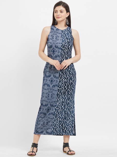 

Soie Women Blue Printed Maxi Dress