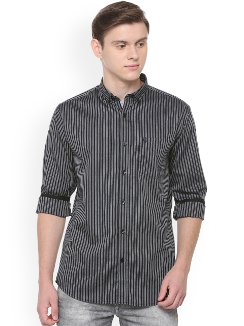 

Allen Solly Men Black & Grey Slim Fit Striped Casual Shirt