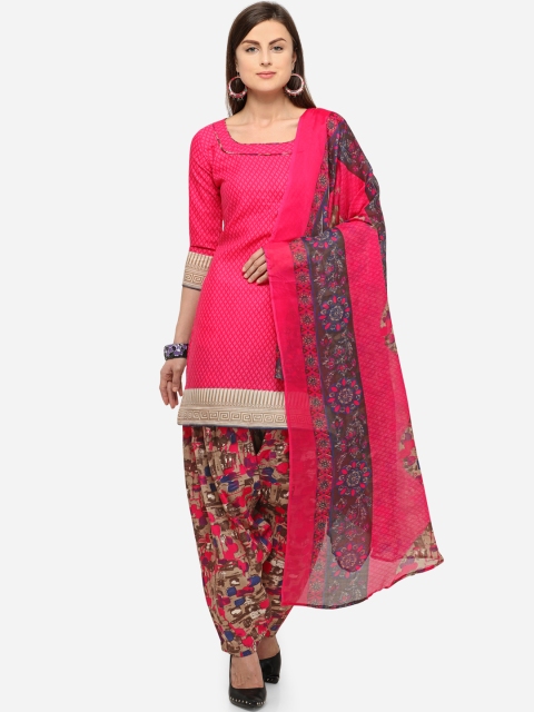 

Rajnandini Pink Cotton Blend Unstitched Dress Material