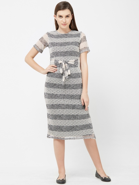 

Soie Women Grey Self Design Sheath Dress