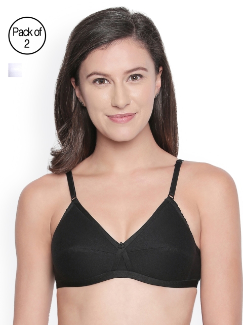 

Bodycare Pack of 2 Solid Non-Wired Heavily Padded Everyday Bra E5535BW, Black