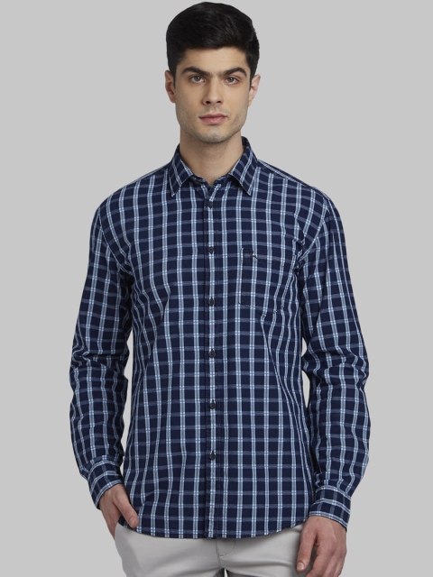 

Parx Men Blue Slim Fit Checked Casual Shirt